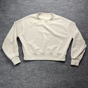 Lululemon AirStyle Crewneck Pullover Bone White Cropped Sweatshirt SZ 2 LW3GL9S